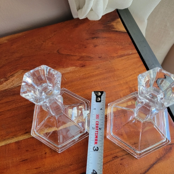 24% Full Lead Crystal Candlesticks Set of 2 USA Made Candle Holders Vintage 4" H - Picture 2 of 9